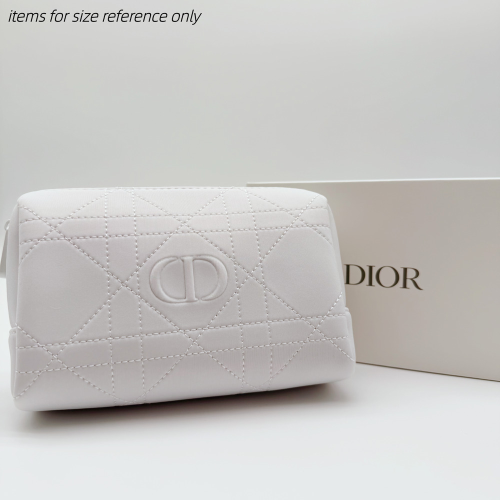 Dior beauty White Quilted Fabric Cosmetic Bag w/ CD Logo | Elegant Design